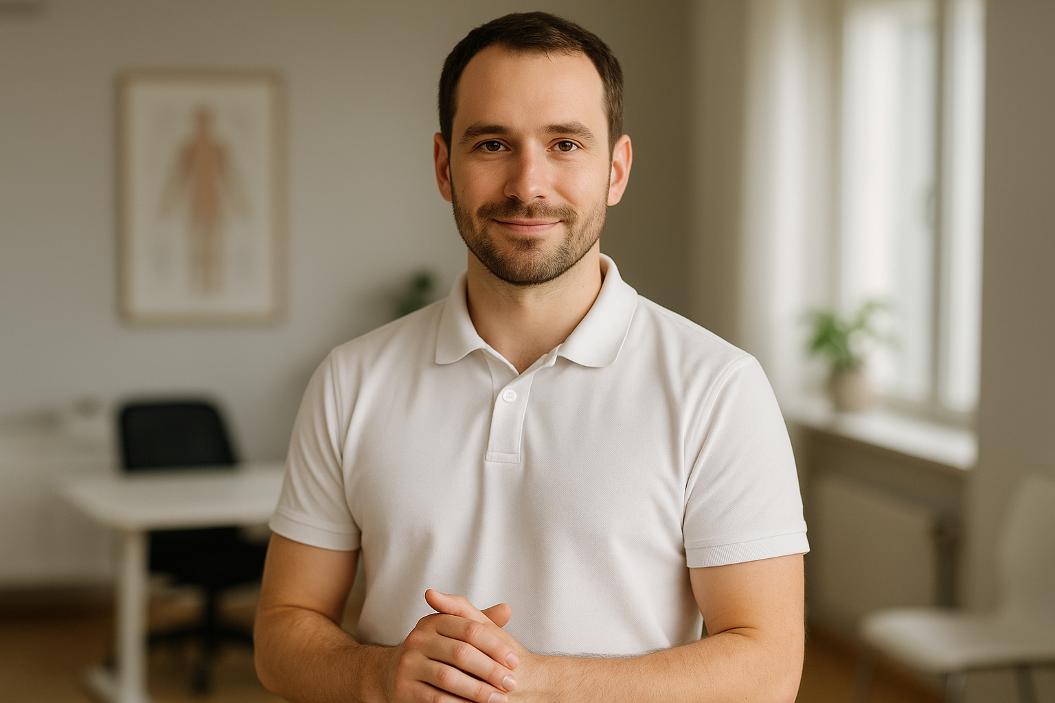 Thomas Reinhardt, ostéopathe D.O., dans son cabinet à Haguenau